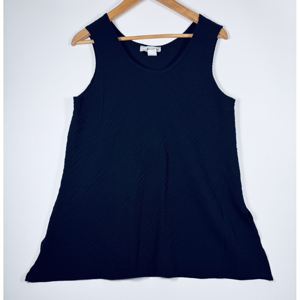 Moonlight Designs Tank Top‎ Womens Medium Black Crinkle Swing Tunic Textured USA